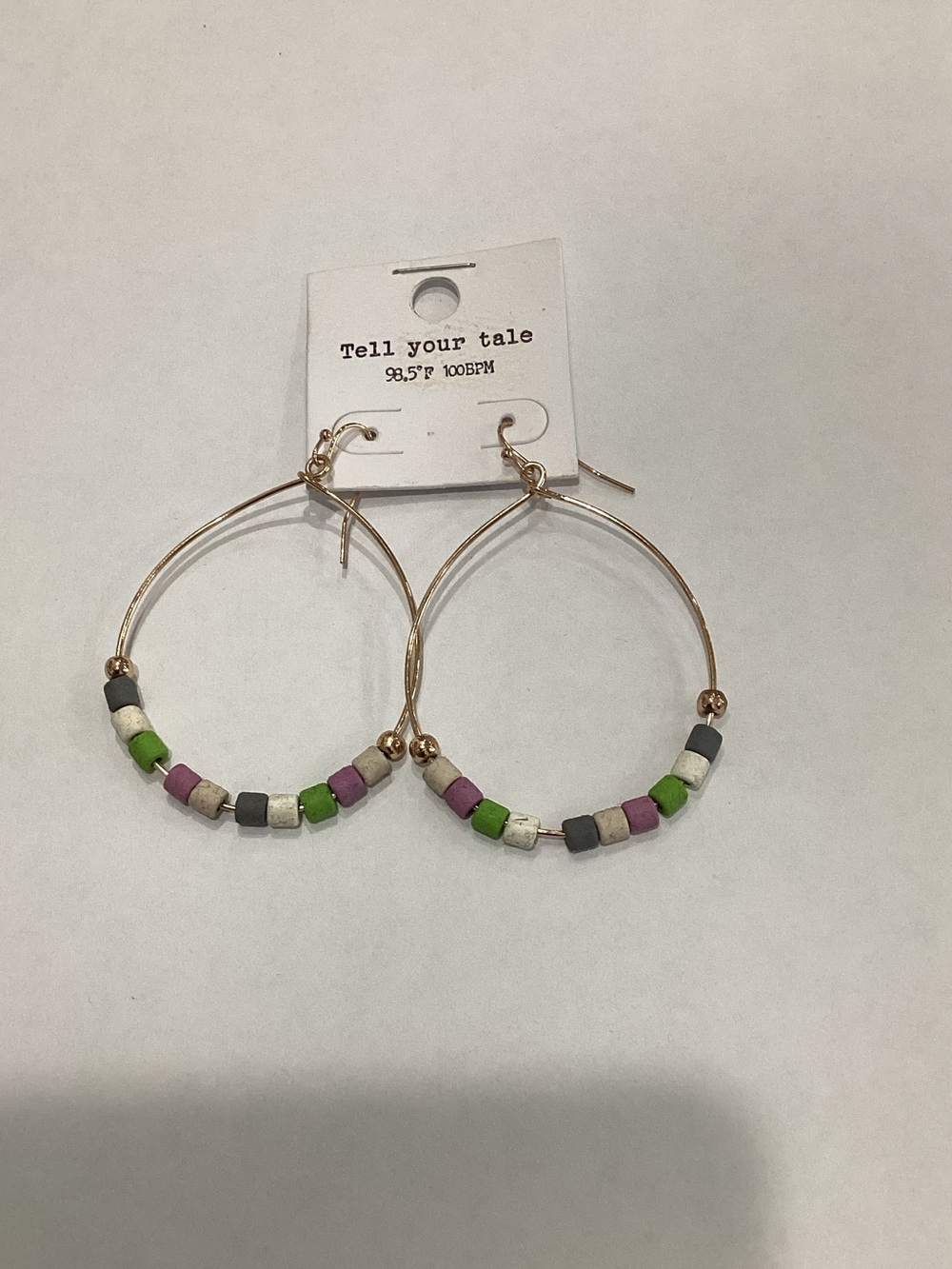 Tell Your Tale Gold Hoop Earrings with‎ Multicolor Beads